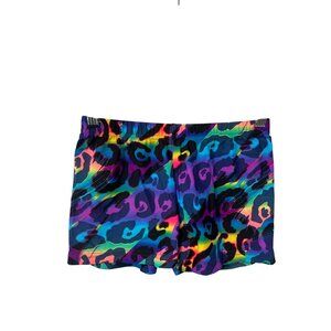 GemGear Compression Leopard Print Athletic Shorts Womens Small Elastic Waist NEW